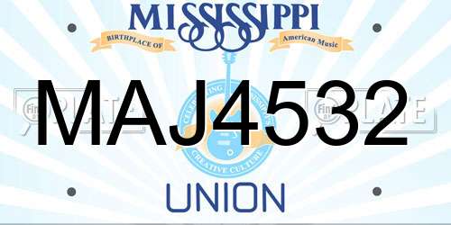 MAJ4532 Mississippi License Plate