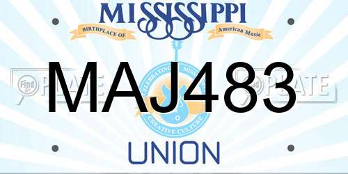 MAJ483 Mississippi License Plate