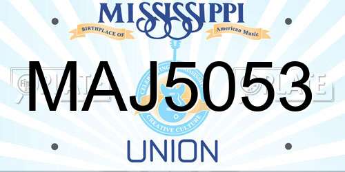 MAJ5053 Mississippi License Plate