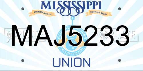 MAJ5233 Mississippi License Plate