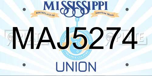 MAJ5274 Mississippi License Plate