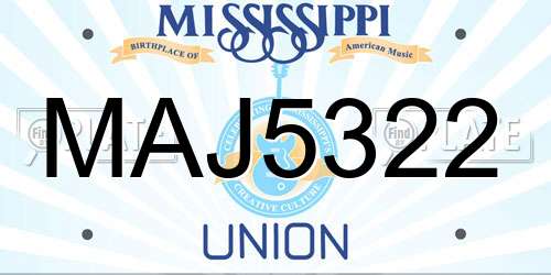 MAJ5322 Mississippi License Plate