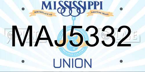MAJ5332 Mississippi License Plate