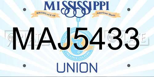 MAJ5433 Mississippi License Plate