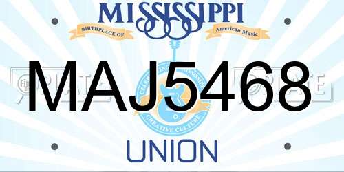 MAJ5468 Mississippi License Plate