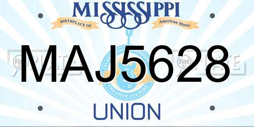 MAJ5628 Mississippi License Plate