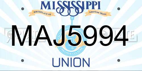 MAJ5994 Mississippi License Plate