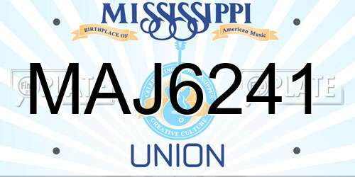 MAJ6241 Mississippi License Plate