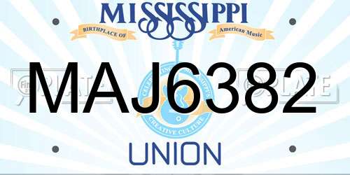 MAJ6382 Mississippi License Plate