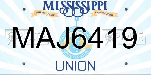 MAJ6419 Mississippi License Plate
