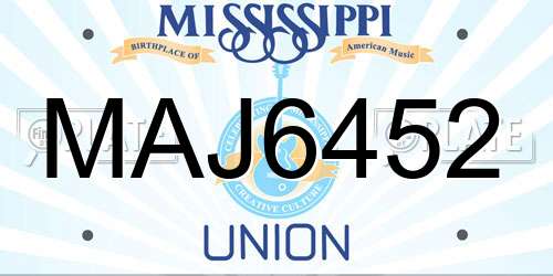 MAJ6452 Mississippi License Plate