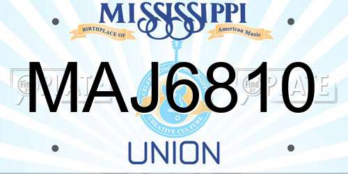 MAJ6810 Mississippi License Plate