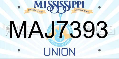 MAJ7393 Mississippi License Plate