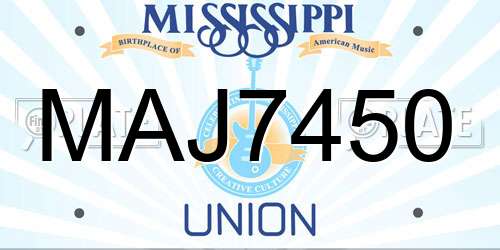 MAJ7450 Mississippi License Plate