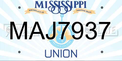 MAJ7937 Mississippi License Plate