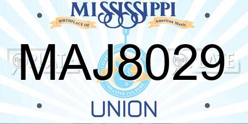 MAJ8029 Mississippi License Plate