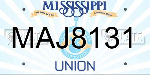 MAJ8131 Mississippi License Plate