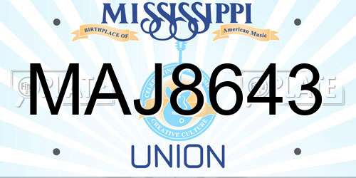MAJ8643 Mississippi License Plate