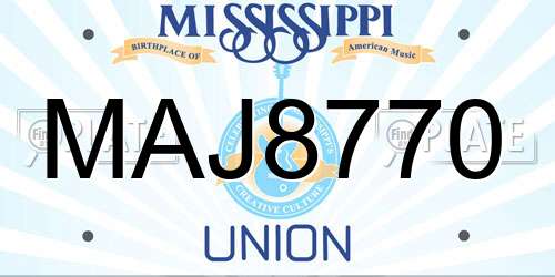 MAJ8770 Mississippi License Plate