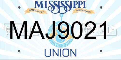 MAJ9021 Mississippi License Plate