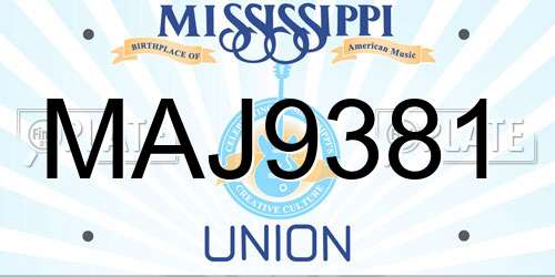 MAJ9381 Mississippi License Plate