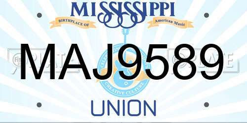 MAJ9589 Mississippi License Plate