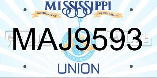 MAJ9593 Mississippi License Plate