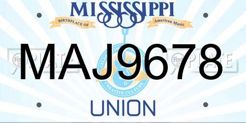 MAJ9678 Mississippi License Plate