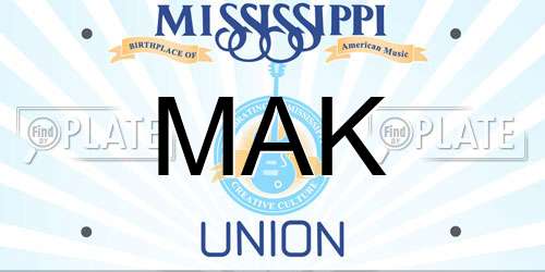 MAK Mississippi License Plate
