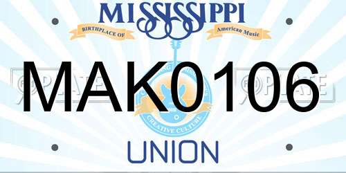 MAK0106 Mississippi License Plate