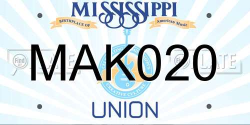 MAK020 Mississippi License Plate
