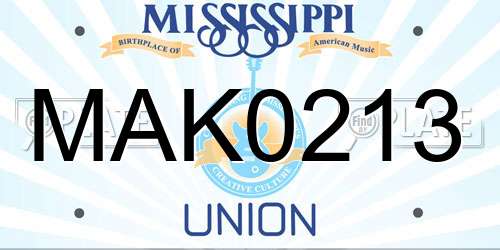 MAK0213 Mississippi License Plate