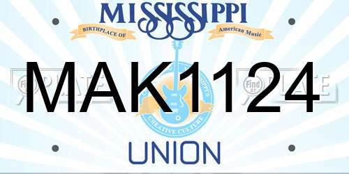 MAK1124 Mississippi License Plate