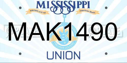 MAK1490 Mississippi License Plate
