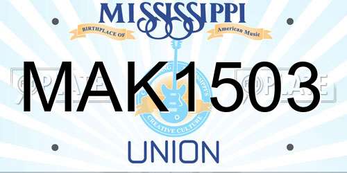 MAK1503 Mississippi License Plate