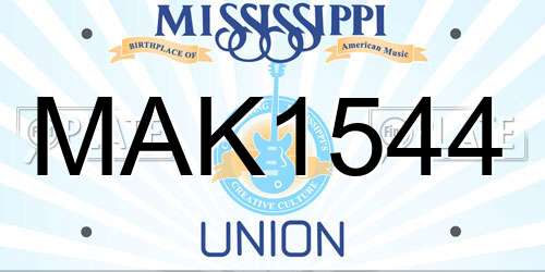 MAK1544 Mississippi License Plate