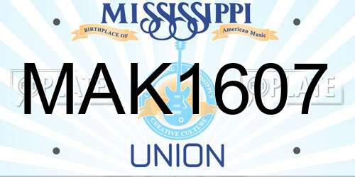 MAK1607 Mississippi License Plate