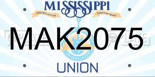 MAK2075 Mississippi License Plate