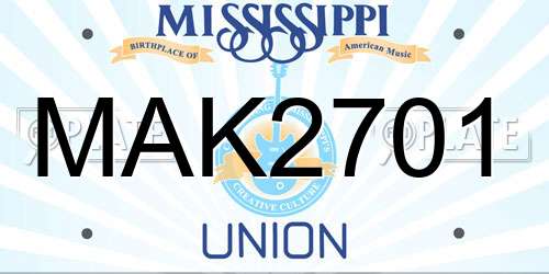 MAK2701 Mississippi License Plate