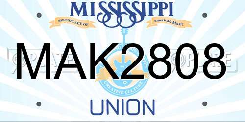 MAK2808 Mississippi License Plate