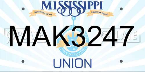 MAK3247 Mississippi License Plate