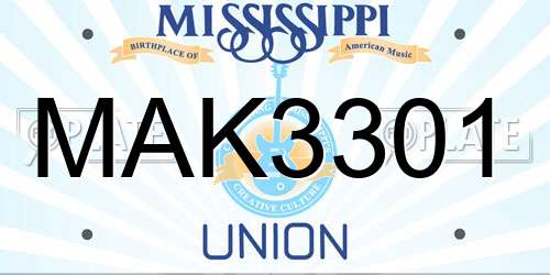 MAK3301 Mississippi License Plate