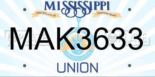 MAK3633 Mississippi License Plate