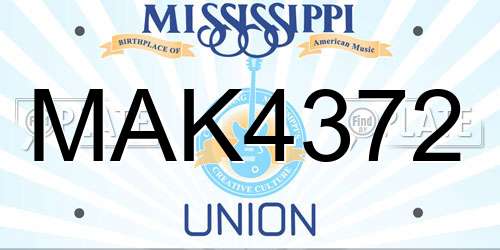 MAK4372 Mississippi License Plate