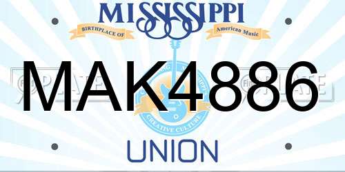 MAK4886 Mississippi License Plate