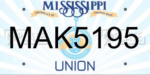 MAK5195 Mississippi License Plate
