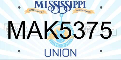 MAK5375 Mississippi License Plate