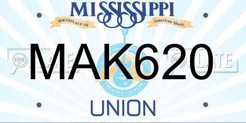 MAK620 Mississippi License Plate
