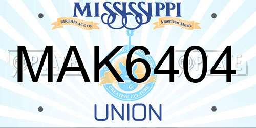 MAK6404 Mississippi License Plate