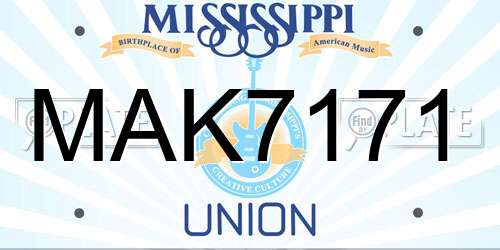 MAK7171 Mississippi License Plate